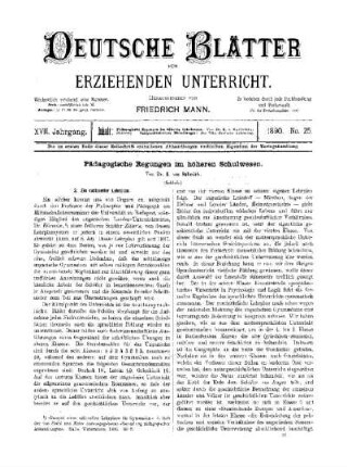 Pädagogische Regungen im höheren Schulwesen : (Schluss)