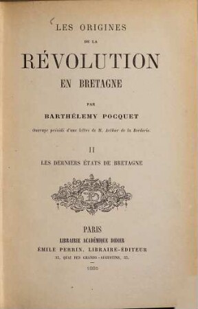 Les origines de la révolution en Bretagne par Barthélemy Pocquet, 2
