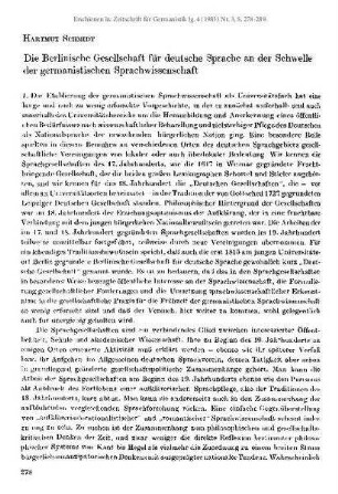Die Berlinische Gesellschaft für deutsche Sprache an der Schwelle der germanistischen Sprachwissenschaft