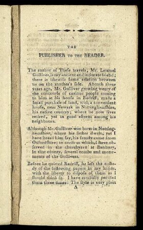 The Publisher to the Reader.