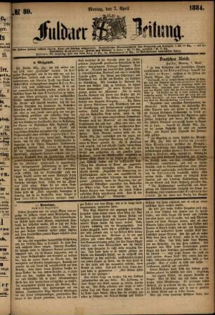 Ausgabe vom Montag, den 07. April 1884.