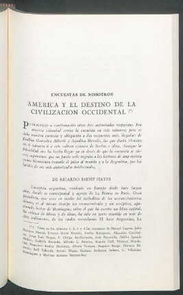 América y el destino de la civilización occidental : Encuestas de "Nosotros"