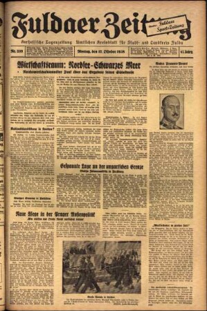 Ausgabe vom Montag, den 17. Oktober 1938.