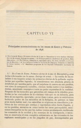 Capítulo VI. Principales acontecimientos en los meses de Enero y Febrero de 1898