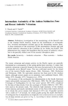 Intermediate aseismicity of the Andean subduction zone and recent Andesitic volcanism