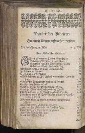 Register der Gebetter