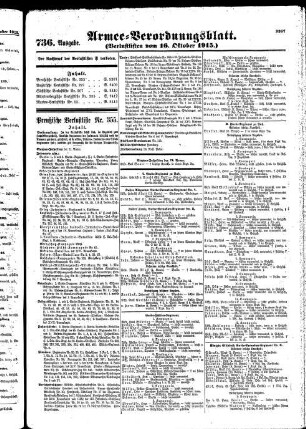 736. Ausgabe. Samstag, 16. Oktober 1915