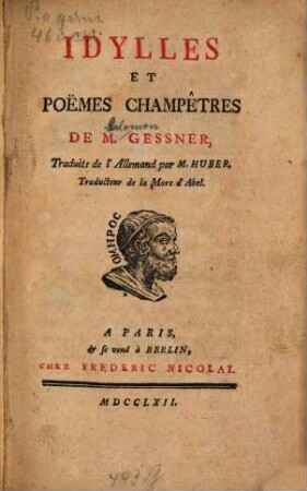 Idylles Et Poëmes Champêtres De M. Gessner