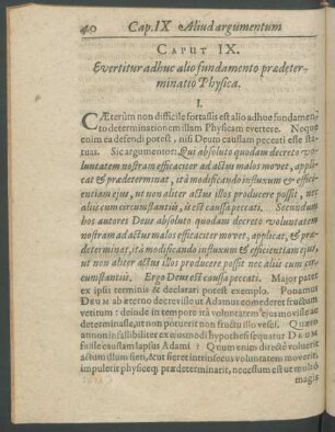 Caput IX. Evertitur adhuc alio fundamento praedeterminatio Physica.