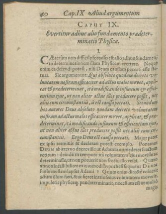 Caput IX. Evertitur adhuc alio fundamento praedeterminatio Physica.