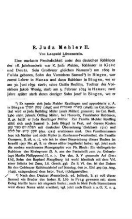 R. Juda Mehler II. / von Leopold Löwenstein