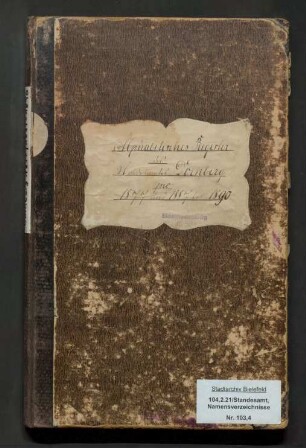 Namensverzeichnis zum Geburtenregister Dornberg, 1877; 1887 - 1890