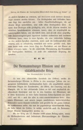 Die Hermannsburger Mission und der südafrikanische Krieg