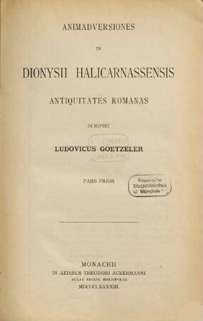 Animadversiones in dionysii halicarnassensis antiquitates romanas, 1