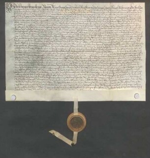 Michael Spengel, Schultheiß, und genannte Mitglieder des Gerichts zu Zeutern beurkunden eine Gültverschreibung des Nikolaus Weigel und seiner Ehefrau Apolonia über 40 Gulden gegenüber Wilhelm Rehm, Generalkollektor des Bistums Speyer.