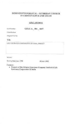 LIFE INSURANCE CORPORATION OF INDIA PROJECT