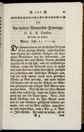 LII. Am dritten Weynachts-Feyertage. Evang. Joh.1, 1-14.