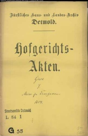 Giese, Bernd gegen Meier zu Ermgassen - Schuldforderung