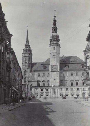 Bautzen, Südseite des Rathauses mit Hauptmarkt