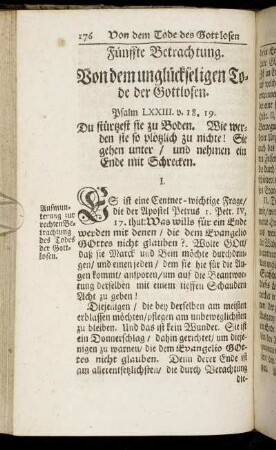 Fuenffte Betrachtung. Von dem unglueckseligen Tode der Gottlosen