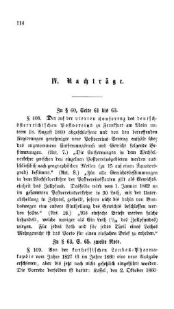IV. Nachträge