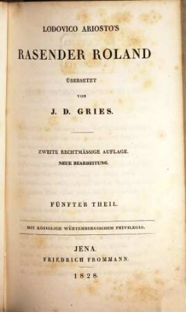 Lodovico Ariosto's Rasender Roland, 5