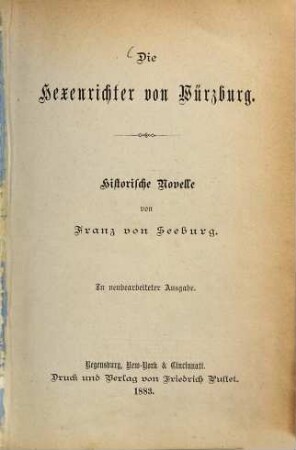 Die Hexenrichter von Würzburg : historische Novelle