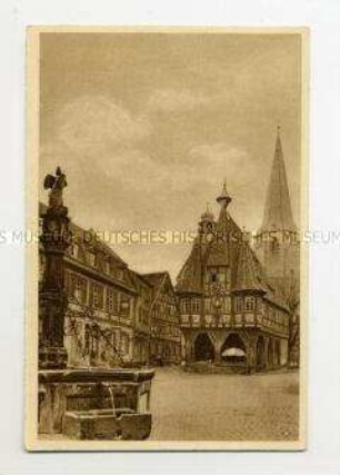 WHW-Postkarte: Rathaus in Michelstadt im Odenwald