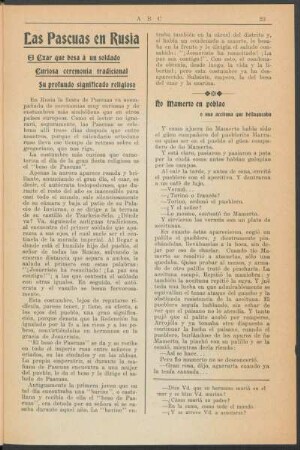 Las Pascuas en Rusia : El Czar que besa à un soldado = Curiosa ceremonia tradicional = su profundo significado religioso
