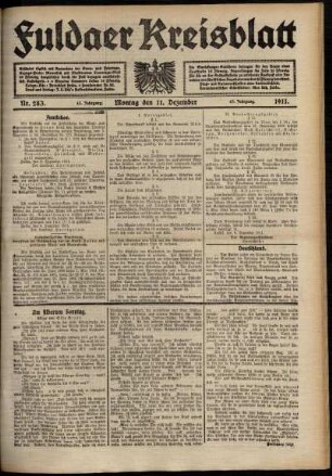 Ausgabe vom Montag, den 11. Dezember 1911.