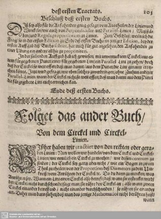 Folget das ander Buch/ Von dem Circkel und Circkel-Linien.