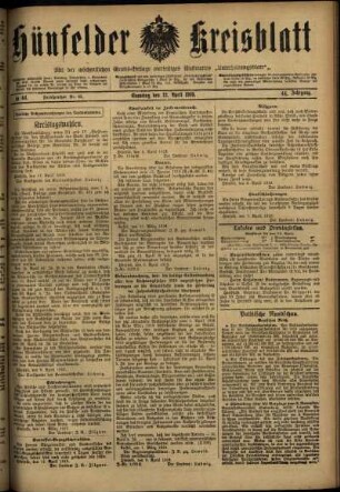 Ausgabe vom Samstag, den 12. April 1919.