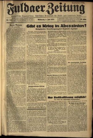Erste Ausgabe vom Mittwoch, den 03. Juli 1935.