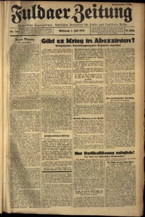 Erste Ausgabe vom Mittwoch, den 03. Juli 1935.