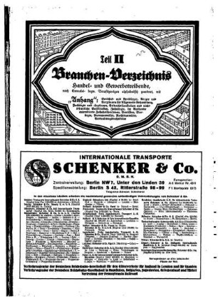 II. Teil Branchen=Verzeichnis