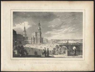 Ansicht vom Schloßplatz in Dresden, Lithographie, um 1840 : Bürger, R. : Der Schlossplatz zu Dresden / Gez. u. lith. v. R. Bürger. - [S.l.] : [F. Weider] , [um 1840]. - 1 Kunstbl. : Lithogr. ; 23 x 15 cm. - Zählung: unleserlich