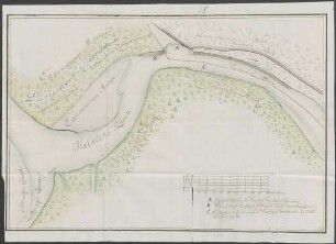 Plan über die Fachinade am Rhein zwischen dem kurpfälzischen und badischen Territorium