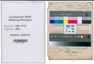 Entnazifizierung Heinrich Roemer , geb. 11.05.1897 (Schlosser)
