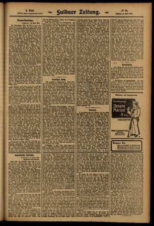Dritte Ausgabe vom Samstag, den 19. April 1913.