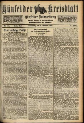 Zweite Ausgabe vom Donnerstag, den 26. November 1925.
