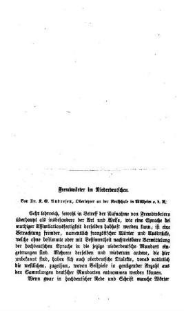 Fremdwörter im Niederdeutschen