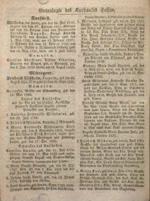 Genealogie des Kurhauses Hessen.