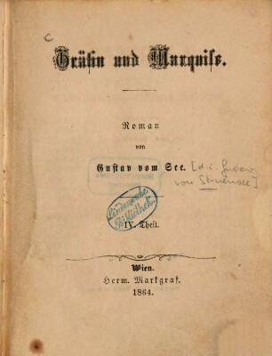 Gräfin und Marquise : Roman in zwei Abtheilungen, 1,4. 1. Abteilung