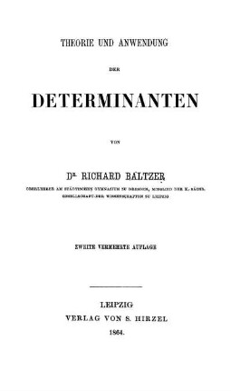 Theorie und Anwendung der Determinanten