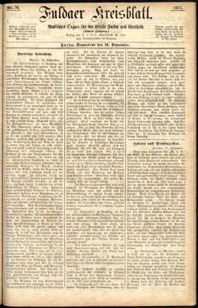 Ausgabe vom Samstag, den 21. September 1878.