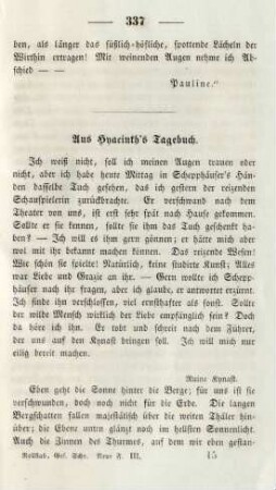 Aus Hyacinth's Tagebuch