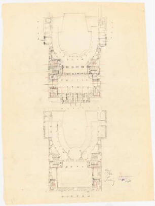 Königliche Oper (auch: Staatsoper unter den Linden, Lindenoper), Berlin Erweiterung - VI. Projekt: Grundriss der alten Bühne