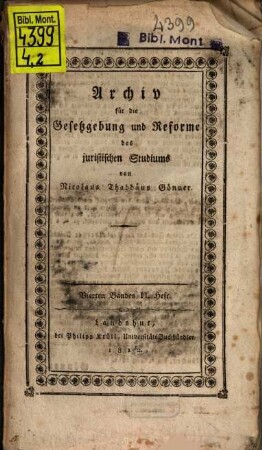 Archiv für die Gesetzgebung und Reforme des juristischen Studiums. 4,2, 4,2. 1812