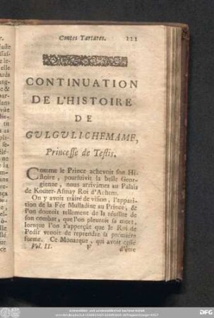 Continuation De L'Histoire De Gulgulichemame, Princesse de Testis.