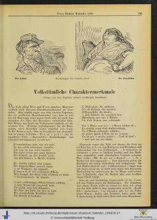 Volkstümliche Charaktermerkmale.